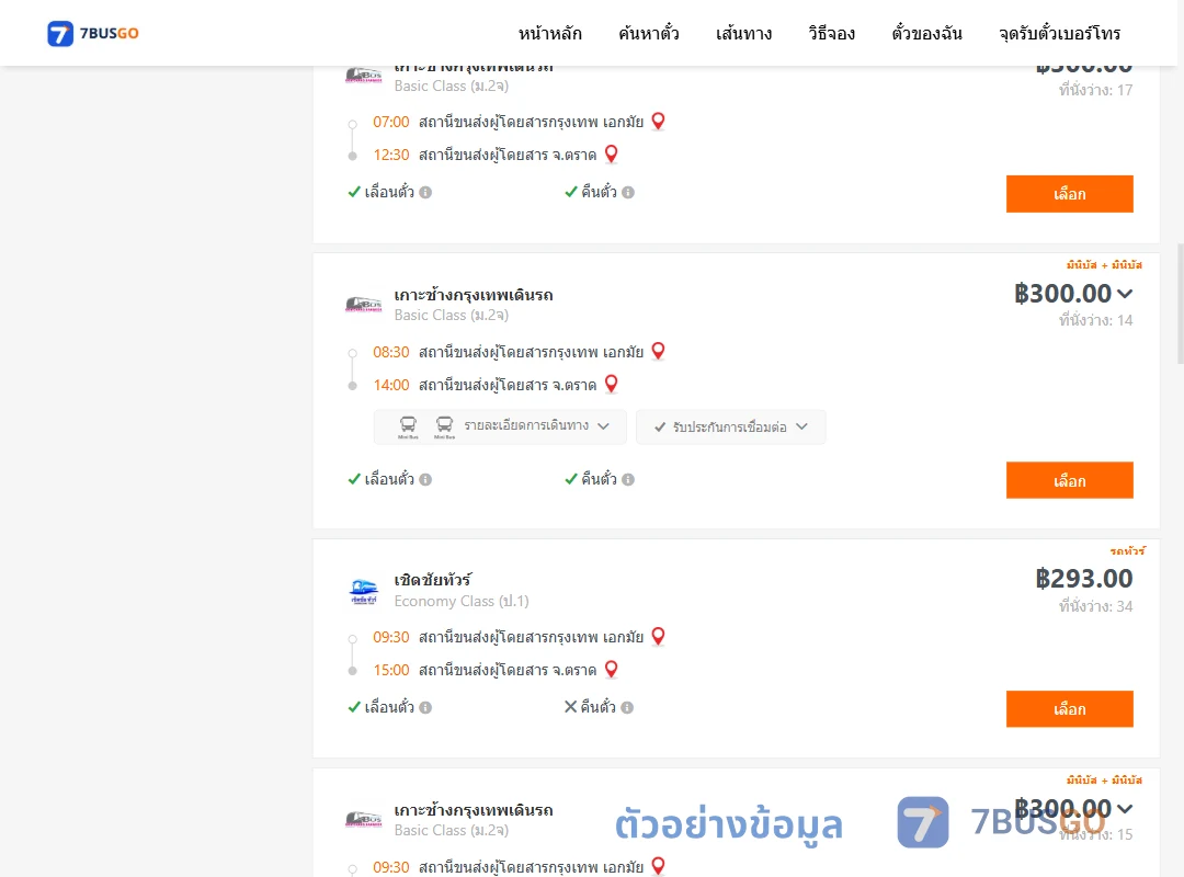 ตัวอย่างผลค้นหา เอกมัย-ตราด