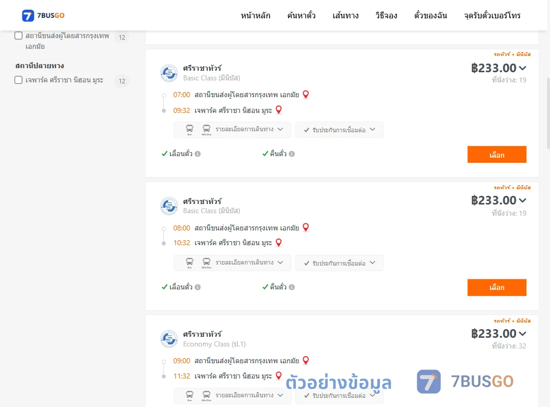 ตัวอย่างผลค้นหา เอกมัย-เจพาร์คศรีราชานิฮอนมูระ