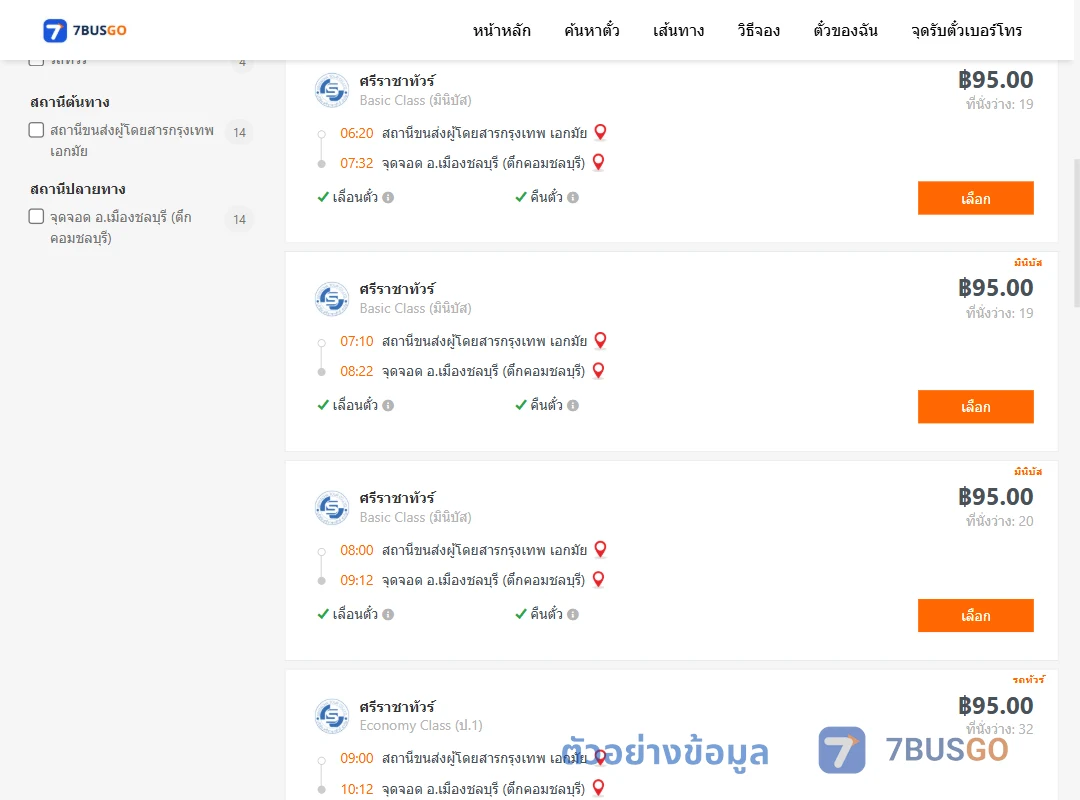 ตัวอย่างผลค้นหา เอกมัย-เมืองชลบุรีตึกคอม