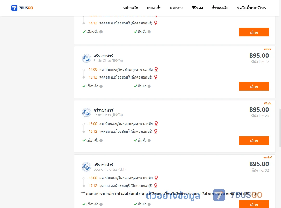 ตัวอย่างผลค้นหา เอกมัย-เมืองชลบุรีตึกคอม