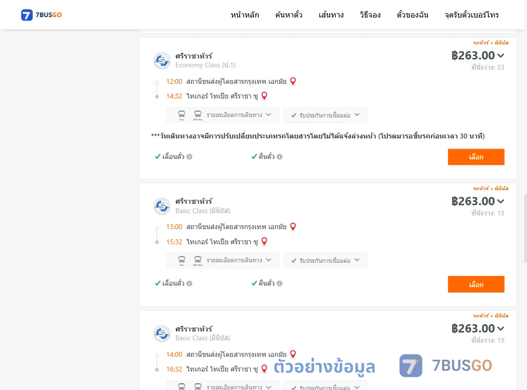 ตัวอย่างผลค้นหา เอกมัย-ไทเกอร์โทเปียศรีราชาซู