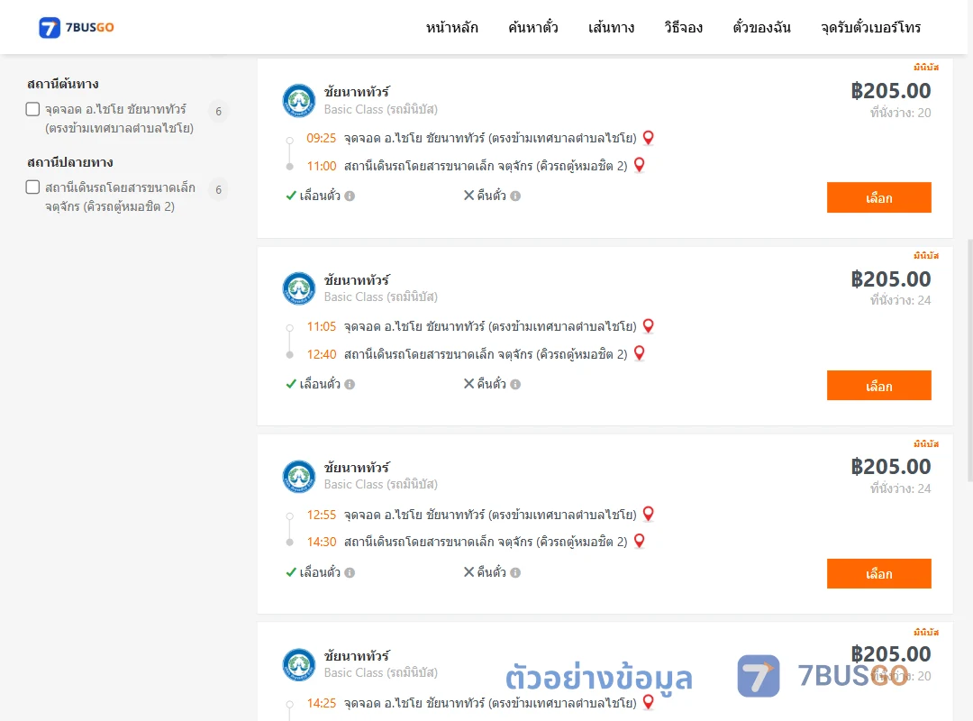 ตัวอย่างผลค้นหา ไชโย-หมอชิต