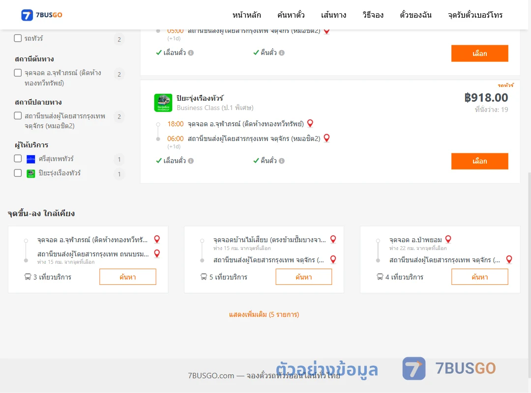 ตัวอย่างผลค้นหา จุฬาภรณ์-หมอชิต2