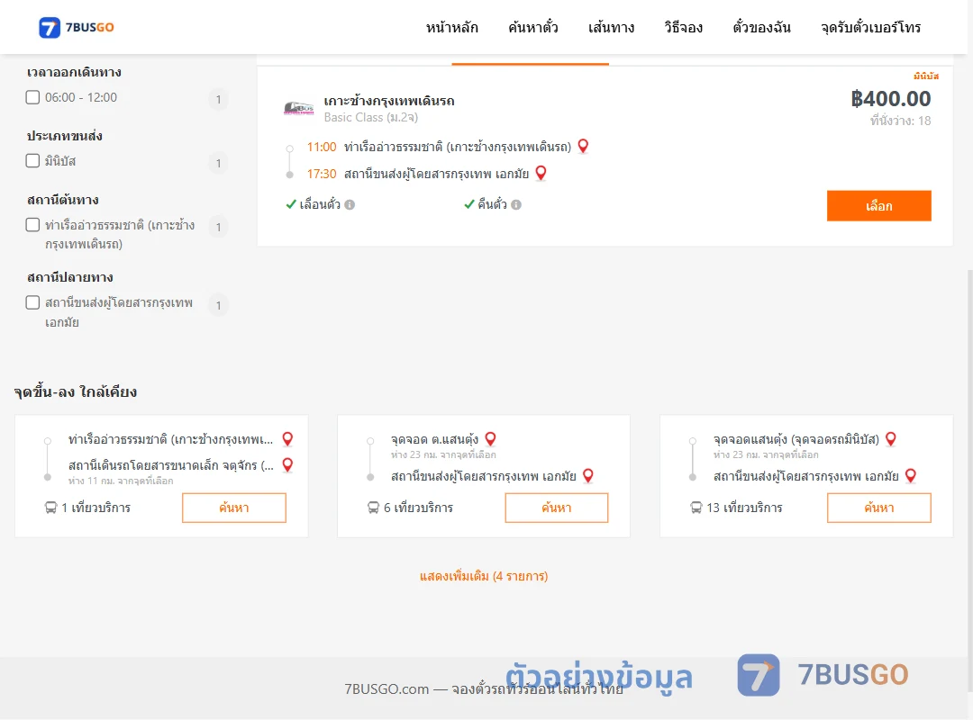 ตัวอย่างผลค้นหา ท่าเรืออ่าวธรรมชาติ-เอกมัย
