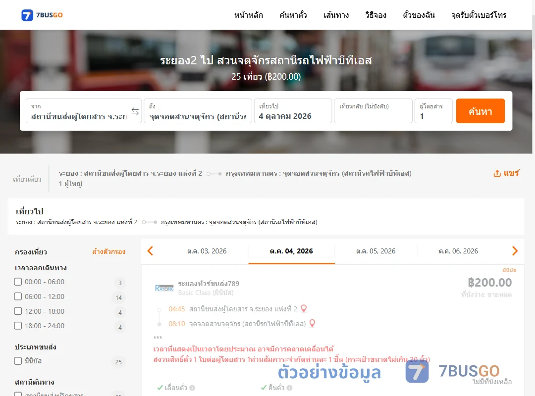 ตัวอย่างผลค้นหา ระยอง2-สวนจตุจักรสถานีรถไฟฟ้าบีทีเอส