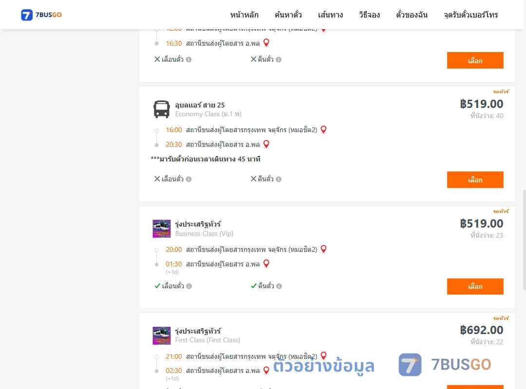 ตัวอย่างผลค้นหา กรุงเทพ-พล