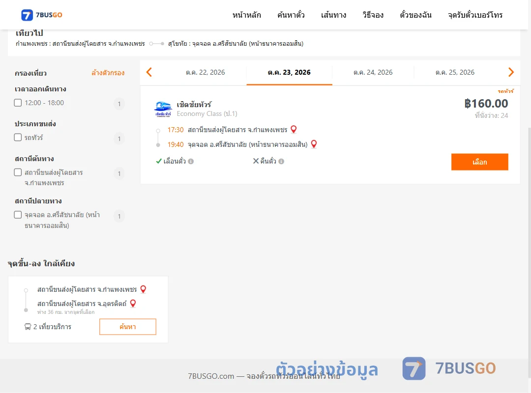 ตัวอย่างผลค้นหา กำแพงเพชร-ศรีสัชนาลัย