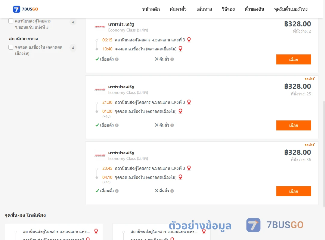 ตัวอย่างผลค้นหา ขอนแก่น-เขื่องใน