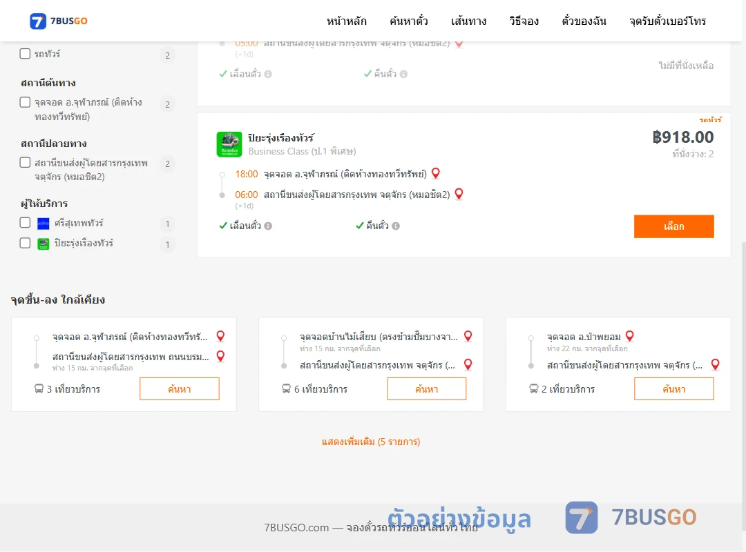ตัวอย่างผลค้นหา จุฬาภรณ์-หมอชิต2