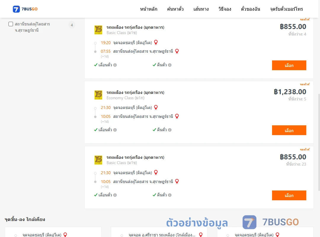 ตัวอย่างผลค้นหา ชลบุรีติดอู่วีเค-สุราษฎร์ธานี