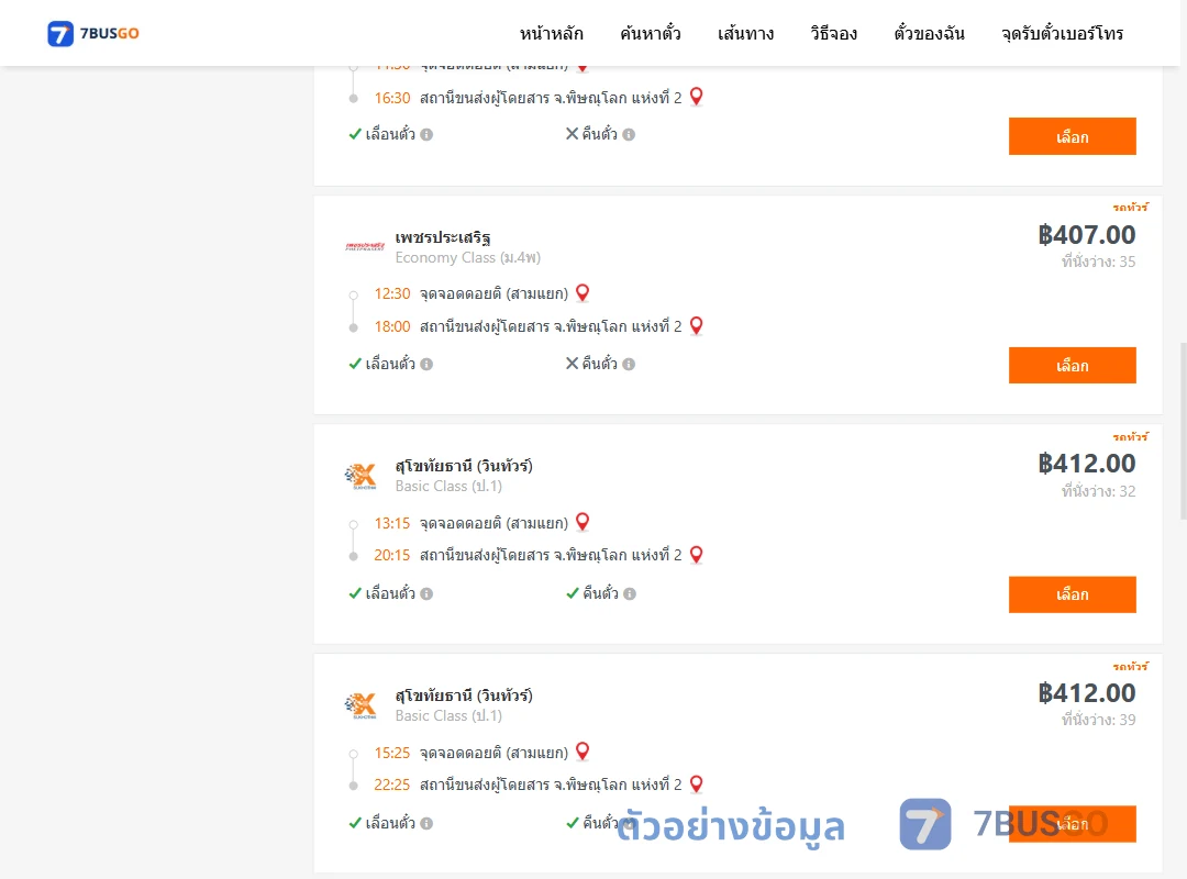 ตัวอย่างผลค้นหา ดอยติสามแยก-พิษณุโลก2