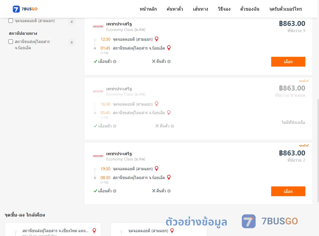 ตัวอย่างผลค้นหา ดอยติสามแยก-ร้อยเอ็ด