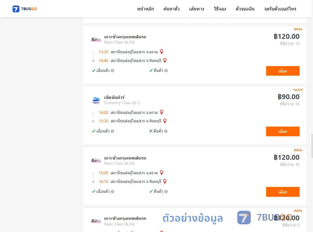 ตัวอย่างผลค้นหา ตราด-จันทบุรี