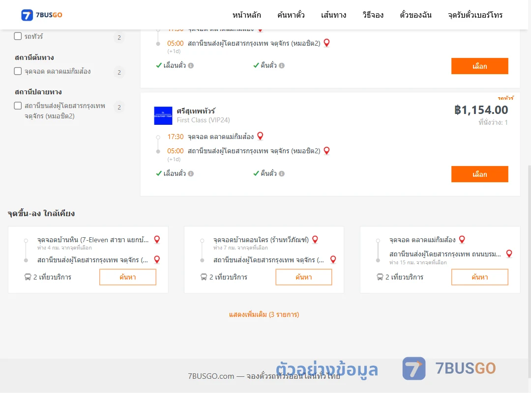 ตัวอย่างผลค้นหา ตลาดแม่กิมส้อง-หมอชิต2