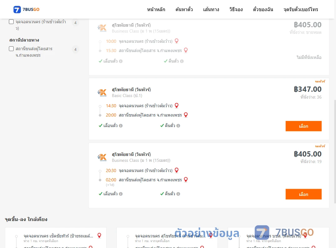 ตัวอย่างผลค้นหา นวนคร-กำแพงเพชร