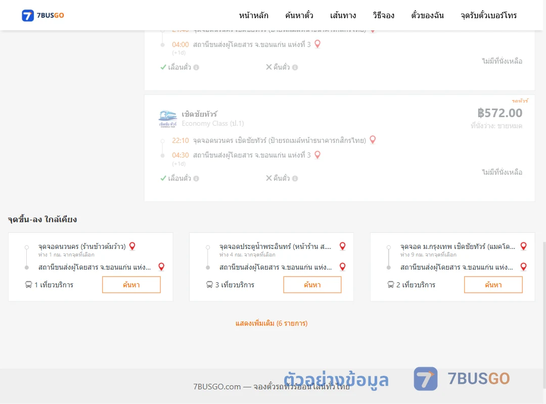 ตัวอย่างผลค้นหา นวนคร-ขอนแก่นแห่งที่3