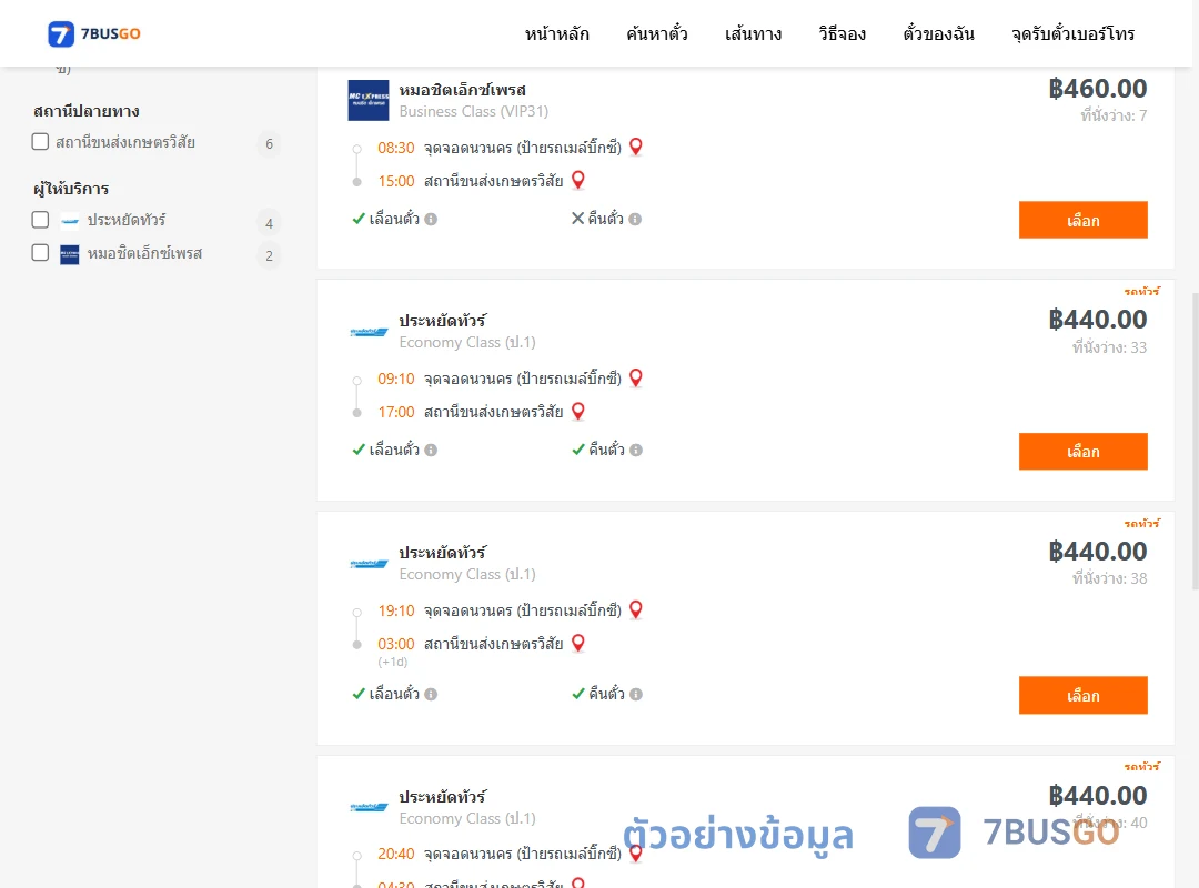 ตัวอย่างผลค้นหา นวนคร-เกษตรวิสัย