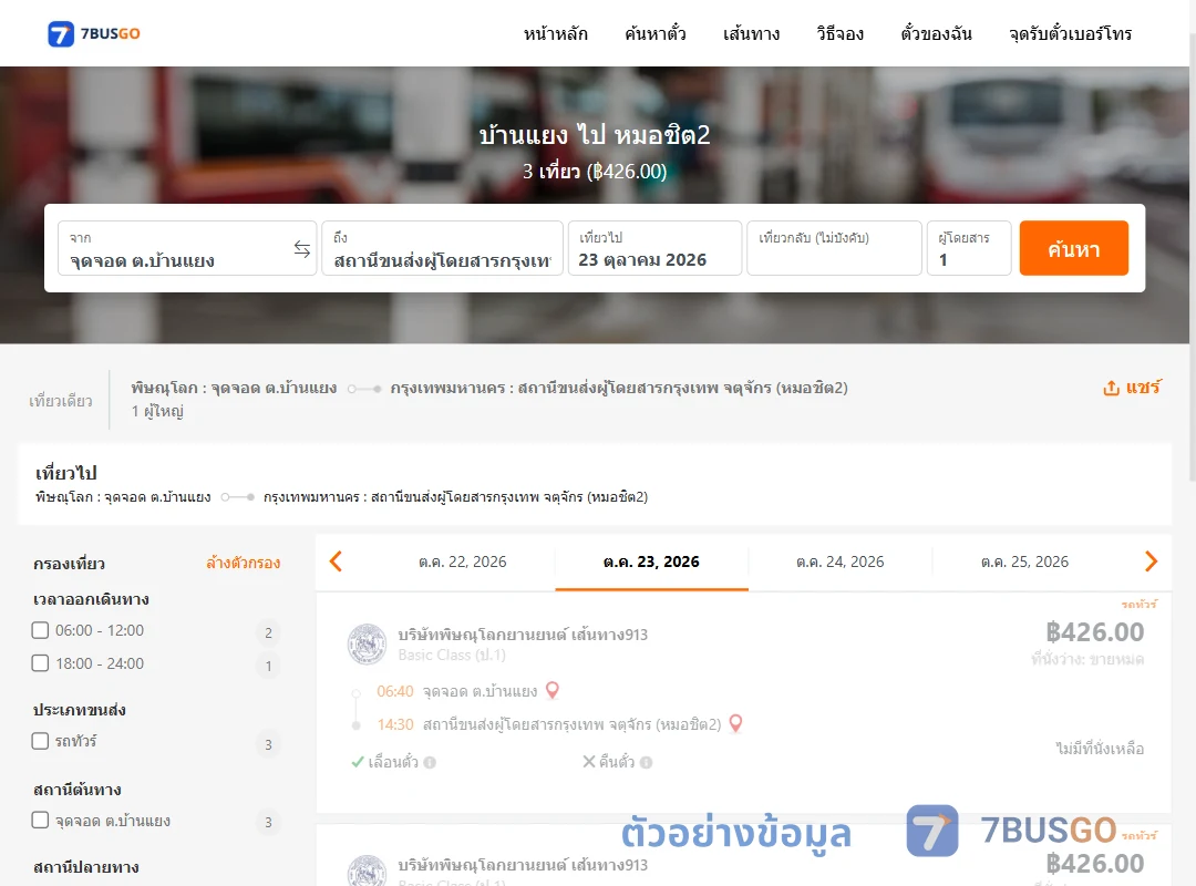 ตัวอย่างผลค้นหา บ้านแยง-หมอชิต2