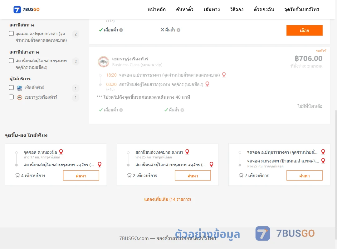 ตัวอย่างผลค้นหา ปทุมราชวงศา-หมอชิต2