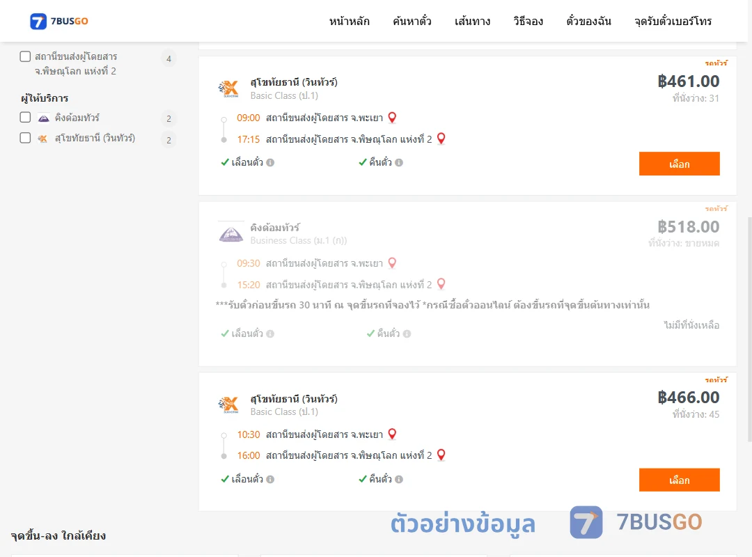 ตัวอย่างผลค้นหา พะเยา-พิษณุโลก