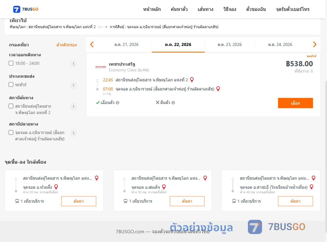 ตัวอย่างผลค้นหา พิษณุโลก2-กุฉินารายณ์