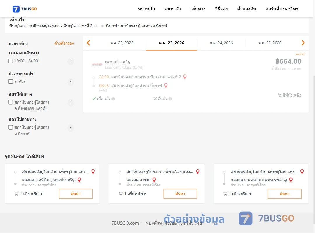 ตัวอย่างผลค้นหา พิษณุโลก2-บึงกาฬ