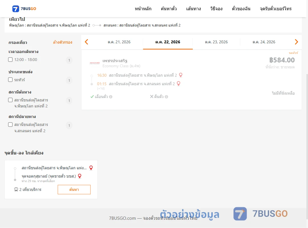 ตัวอย่างผลค้นหา พิษณุโลก2-สกลนคร2