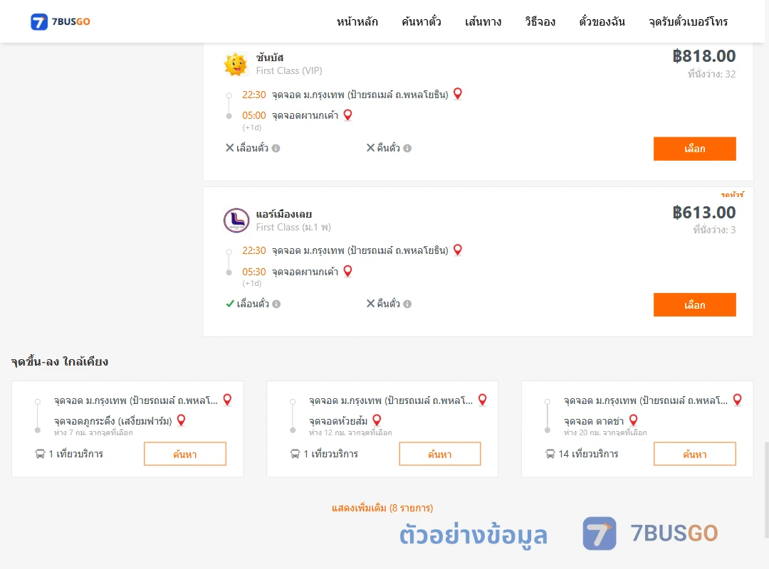 ตัวอย่างผลค้นหา ม.กรุงเทพป้ายรถเมล์-ผานกเค้า
