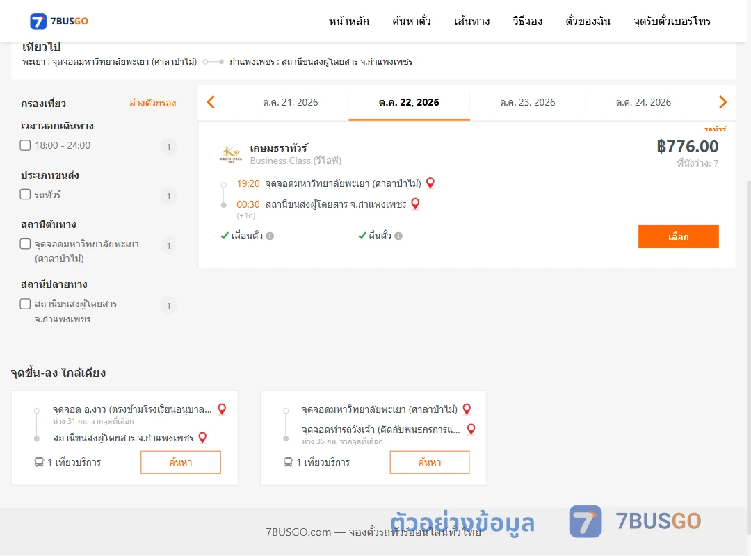 ตัวอย่างผลค้นหา ม.พะเยาศาลาป่าไม้-กำแพงเพชร