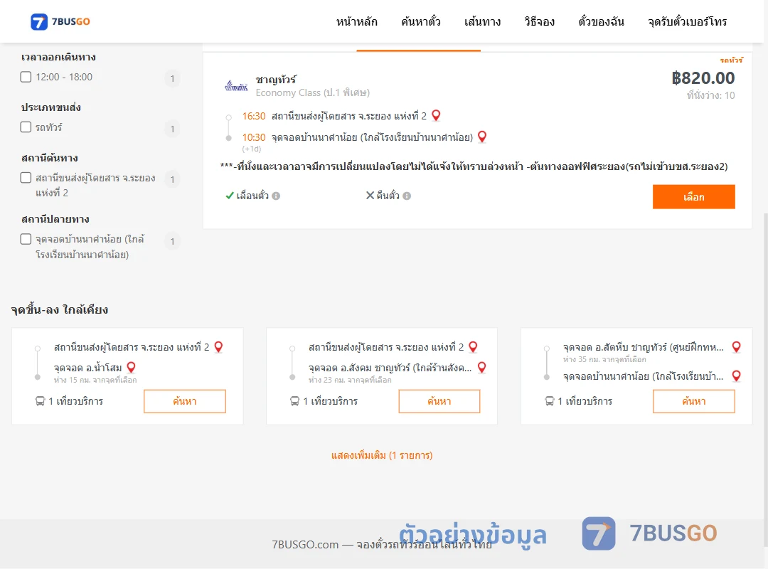 ตัวอย่างผลค้นหา ระยอง2-บ้านนาคำน้อย