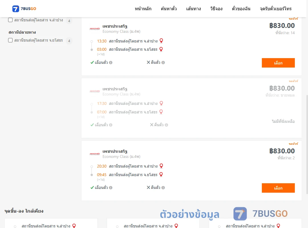 ตัวอย่างผลค้นหา ลำปาง-ยโสธร