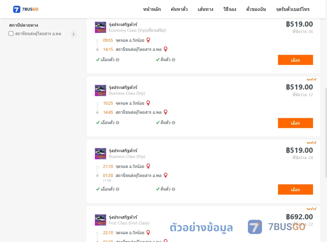 ตัวอย่างผลค้นหา วังน้อย-พล
