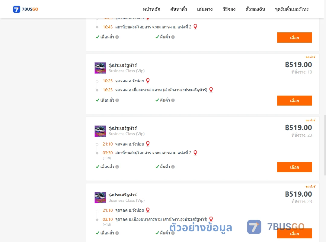 ตัวอย่างผลค้นหา วังน้อย-มหาสารคาม
