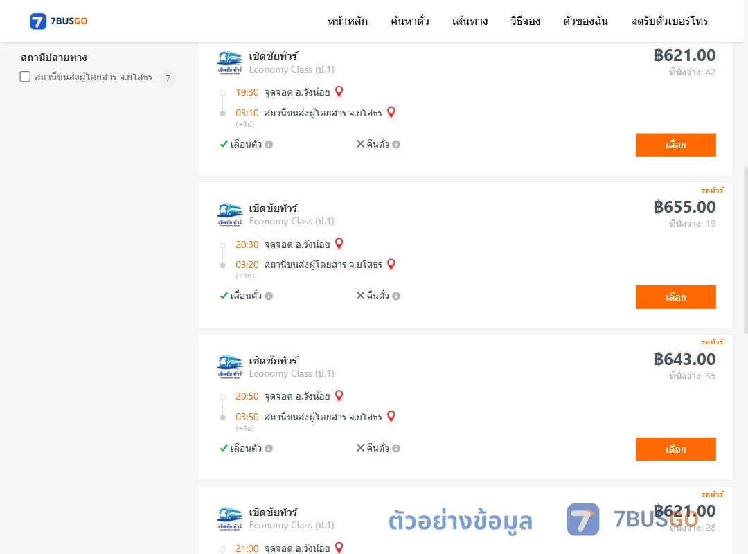 ตัวอย่างผลค้นหา วังน้อย-ยโสธร