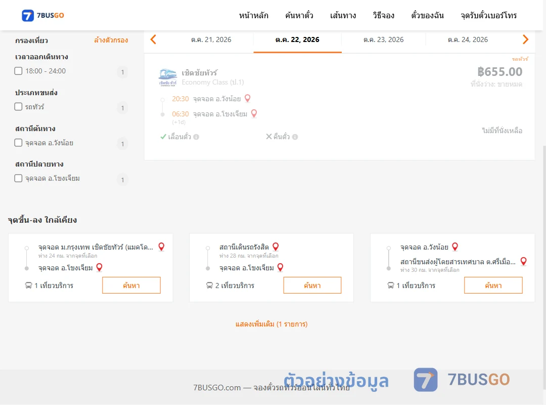 ตัวอย่างผลค้นหา วังน้อย-โขงเจียม