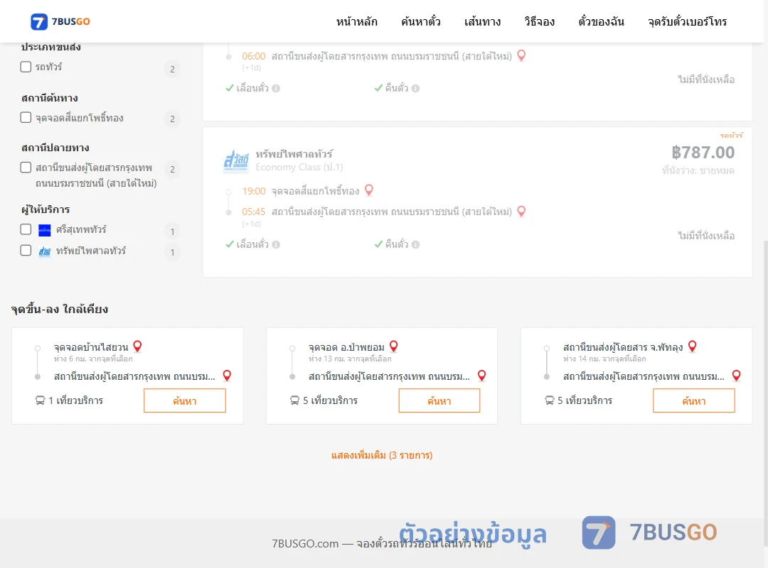 ตัวอย่างผลค้นหา สี่แยกโพธิ์ทอง-สายใต้ใหม่