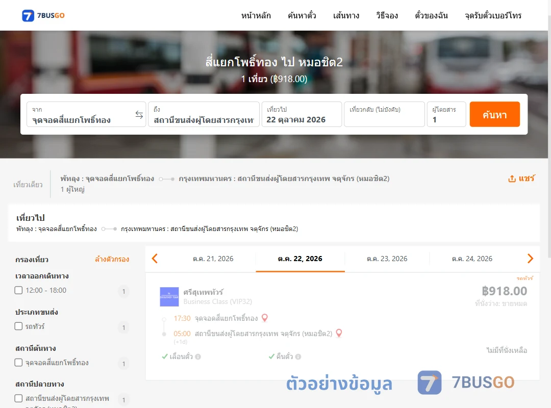 ตัวอย่างผลค้นหา สี่แยกโพธิ์ทอง-หมอชิต2
