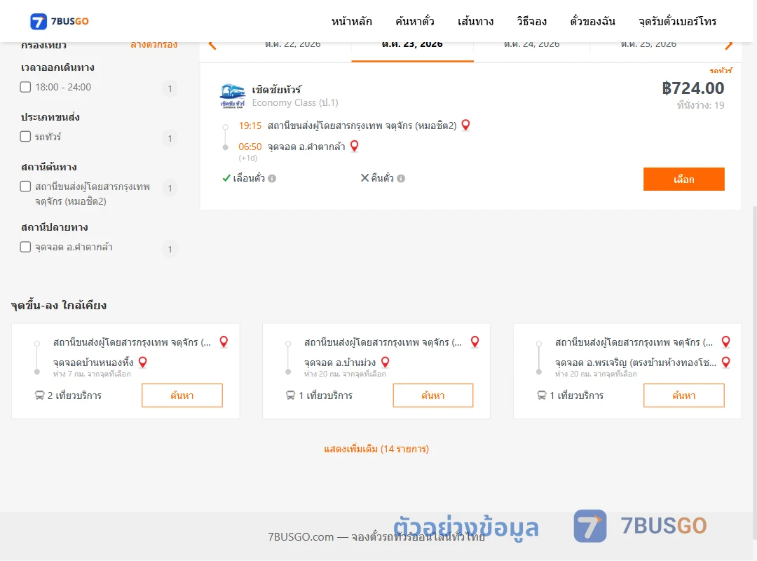 ตัวอย่างผลค้นหา หมอชิต2-คำตากล้า