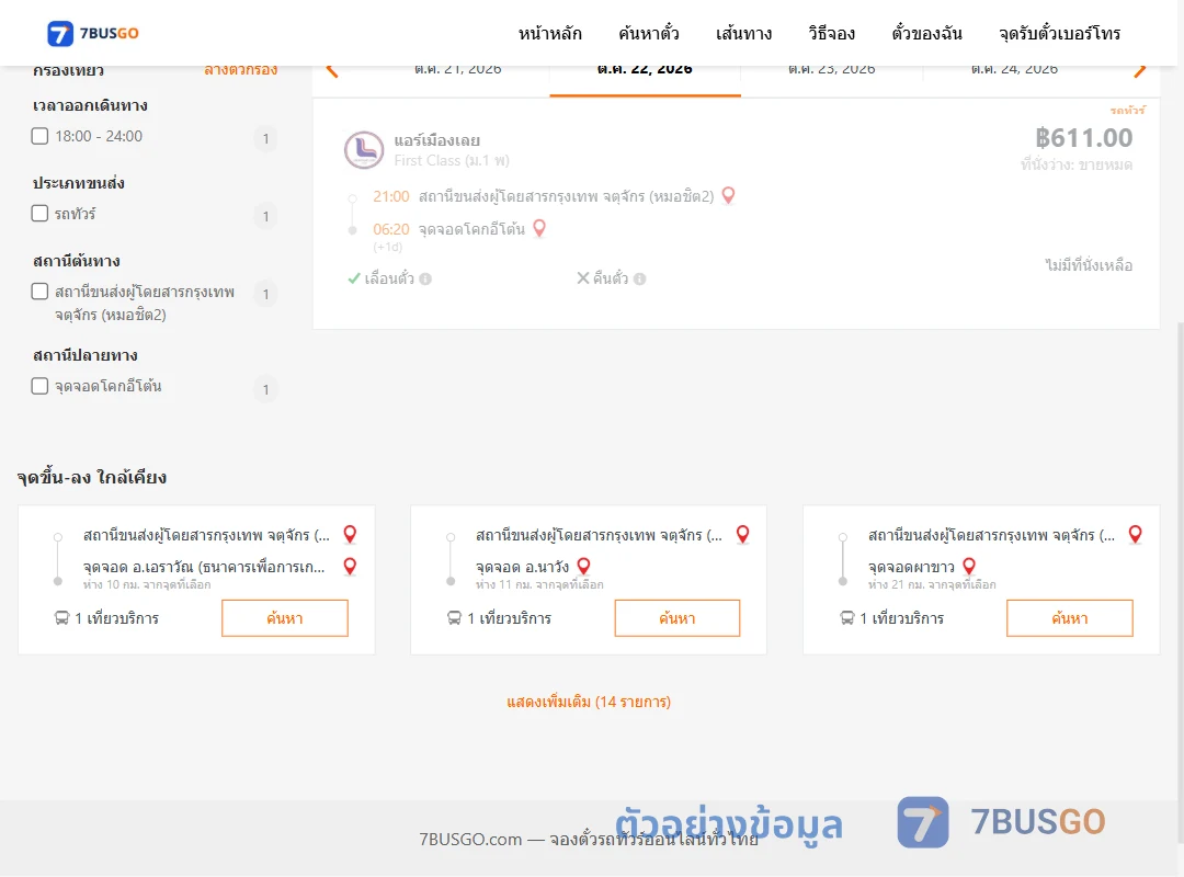 ตัวอย่างผลค้นหา หมอชิต2-โคกอีโต้น