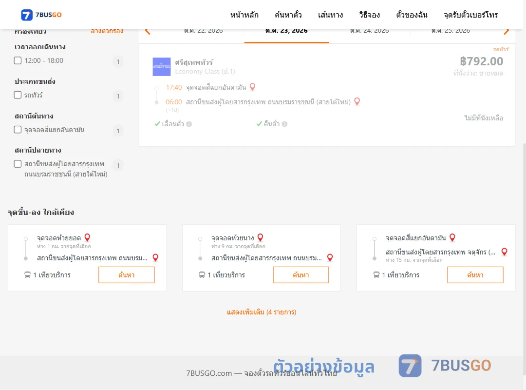 ตัวอย่างผลค้นหา อันดามัน-สายใต้