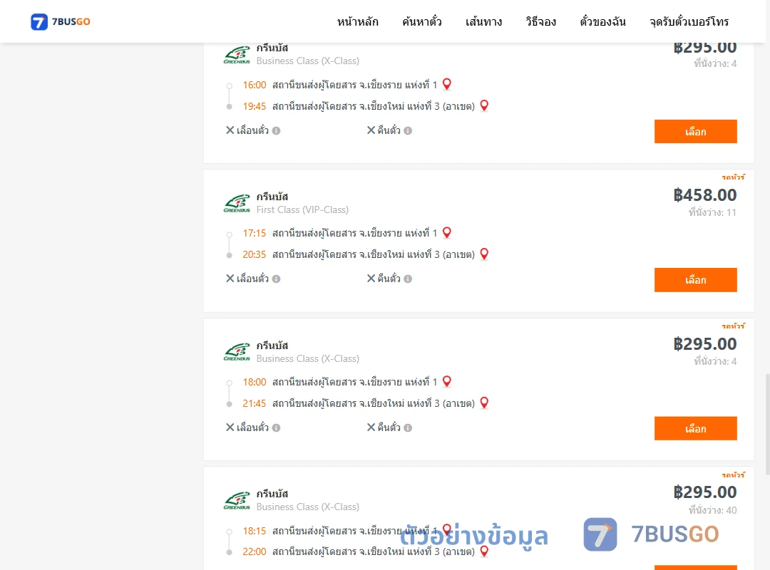 ตัวอย่างผลค้นหา เชียงราย1-เชียงใหม่3อาเขต