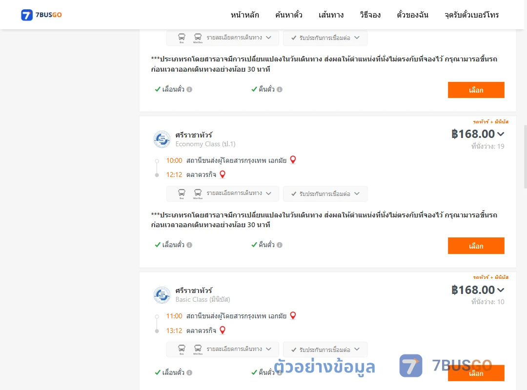 ตัวอย่างผลค้นหา เอกมัย-ตลาดวรกิจ