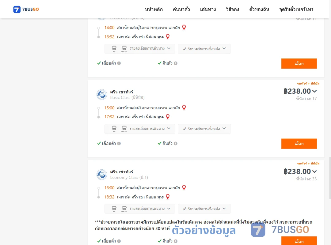 ตัวอย่างผลค้นหา เอกมัย-เจพาร์คศรีราชานิฮอนมูระ