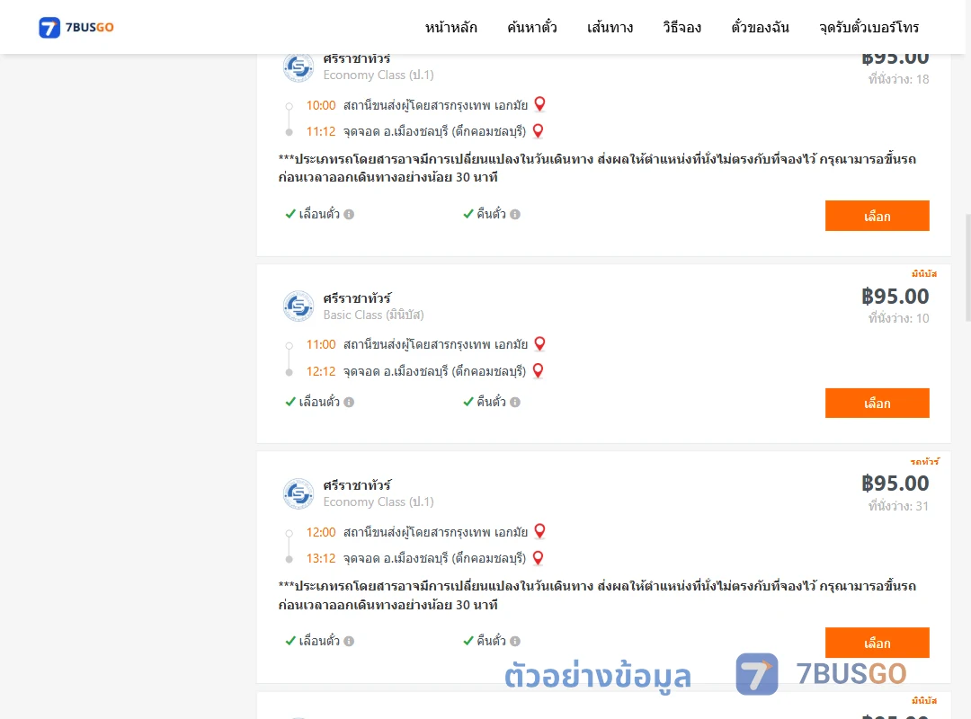 ตัวอย่างผลค้นหา เอกมัย-เมืองชลบุรีตึกคอม