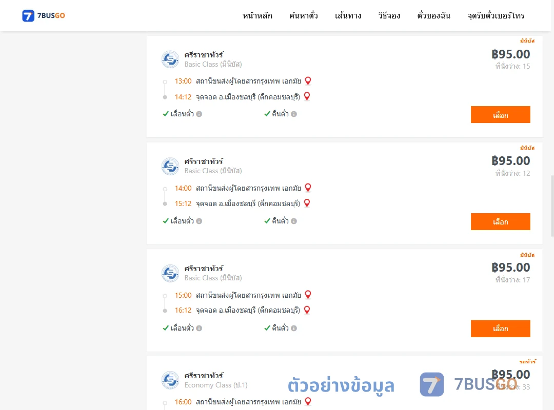 ตัวอย่างผลค้นหา เอกมัย-เมืองชลบุรีตึกคอม