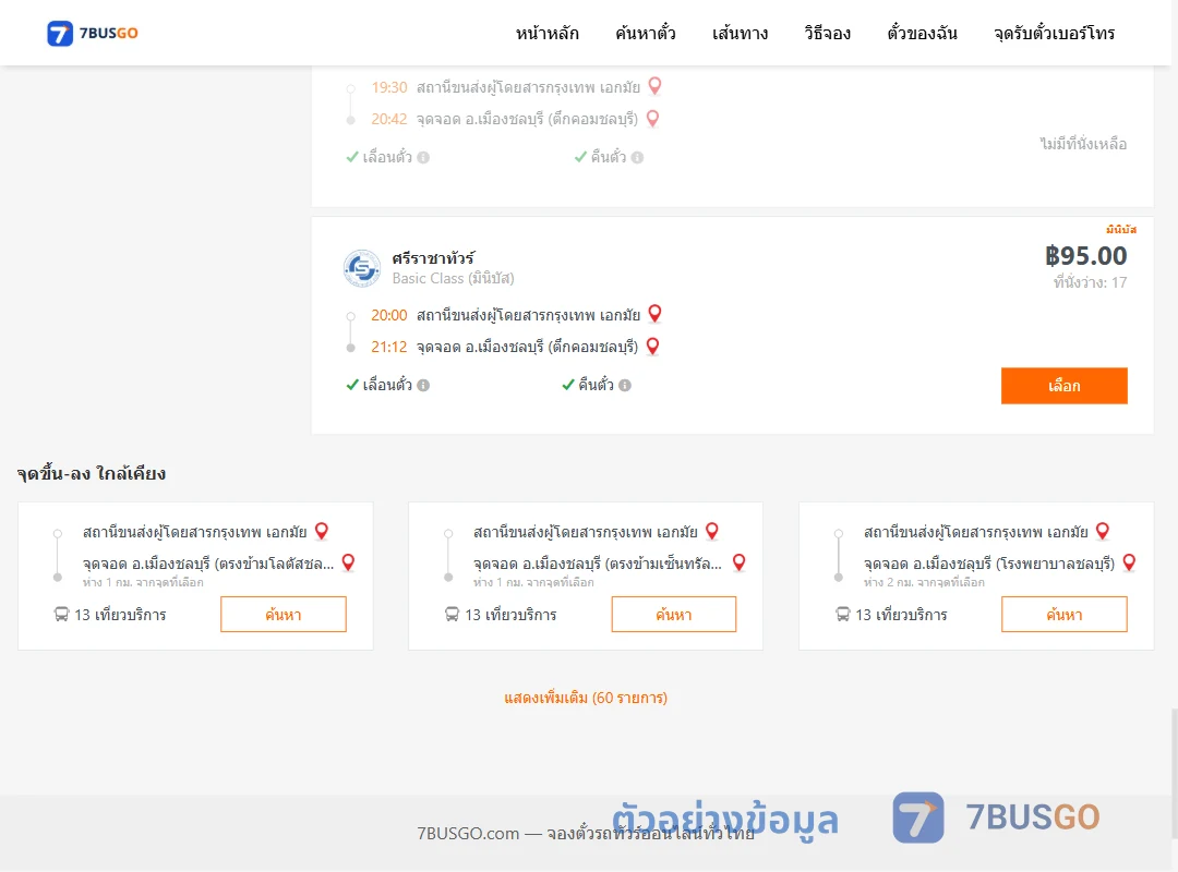 ตัวอย่างผลค้นหา เอกมัย-เมืองชลบุรีตึกคอม